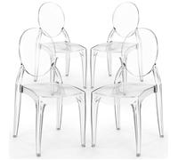 Lot de 4 chaises de salle à manger transparentes - Style Victoria Ghost Transparent
