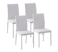 Lot de 4 chaises de salon design Chesterfield MARLY blanc