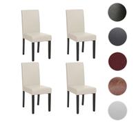 Lot de 4 chaises de séjour Littau ~ cuir reconstitué, blanc, pieds foncés