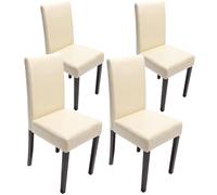 Lot de 4 chaises de séjour Littau cuir reconstitué, crème, pieds foncés