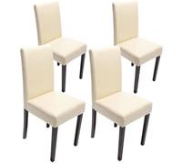 Lot de 4 chaises de séjour Littau - Cuir reconstitué - Crème - Pieds foncés