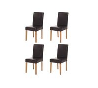Lot de 4 chaises de séjour Littau cuir reconstitué, marron, pieds clairs