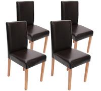 Lot de 4 chaises de séjour Littau cuir reconstitué, marron, pieds clairs