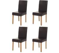Lot de 4 chaises de séjour Littau cuir reconstitué, marron, pieds clairs Marron G