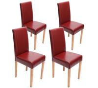 Lot de 4 chaises de séjour Littau cuir reconstitué, rouge, pieds clairs