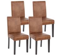 Lot de 4 chaises de séjour Littau ~ simili-cuir aspect daim marron pieds foncés