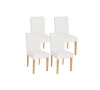 Mendler Lot de 4 chaises de séjour Littau - Simili-Cuir, Blanc Mat, Pieds clairs