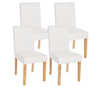 Lot de 4 chaises de séjour Littau - Simili-Cuir, Blanc Mat, Pieds clairs
