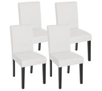 Lot de 4 chaises de séjour Littau simili-cuir, blanc mat, pieds foncés