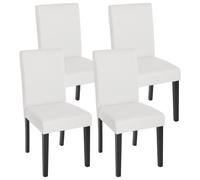 Lot De 4 Chaises De Séjour Littau Simili-Cuir, Blanc Mat, Pieds Foncés Multicolore