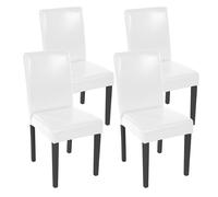 Lot de 4 chaises de séjour Littau simili-cuir, blanc, pieds foncés