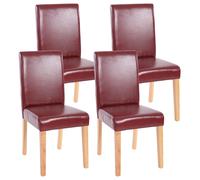 Lot De 4 Chaises De Séjour Littau Simili-Cuir, Brun Rouge, Pieds Clairs Multicolore