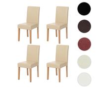 Lot de 4 chaises de séjour Littau ~ simili-cuir, crème, pieds clairs