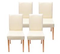 Lot de 4 chaises de séjour Littau simili-cuir, crème, pieds clairs