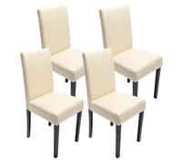Lot de 4 chaises de séjour Littau simili-cuir, crème, pieds foncés