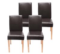 Lot de 4 chaises de séjour Littau simili-cuir, marron, pieds clairs