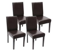Lot de 4 chaises de séjour Littau simili-cuir, marron, pieds foncés