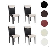 Lot de 4 chaises de séjour Littau simili-cuir, noir-crème, pieds foncés