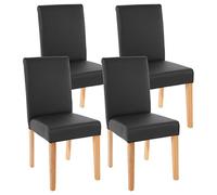 Lot de 4 chaises de séjour Littau simili-cuir, noir mat, pieds clairs