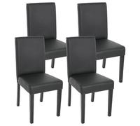Mendler – Lot de 4 chaises de séjour Littau – Simili-cuir noir mat, pieds foncés