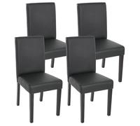 Mendler – Lot de 4 chaises de séjour Littau – Simili-cuir noir mat, pieds foncés