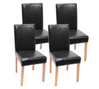 Lot de 4 chaises de séjour Littau simili-cuir, noir, pieds clairs