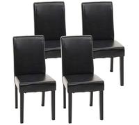 Lot de 4 chaises de séjour Littau ~ simili-cuir, noir, pieds foncés