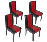 Lot De 4 Chaises De Séjour Littau Simili-Cuir, Noir-Rouge, Pieds Foncés Multicolore