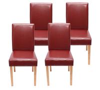 Lot De 4 Chaises De Séjour Littau Simili-Cuir, Rouge, Pieds Clairs Multicolore