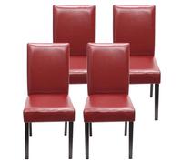 Lot de 4 chaises de séjour Littau simili-cuir, rouge, pieds foncés