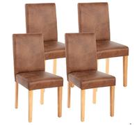 Lot de 4 chaises de séjour Littau ~ tissu, aspect daim marron, pieds clairs