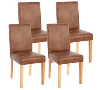 Lot de 4 chaises de séjour Littau tissu, aspect daim marron, pieds clairs