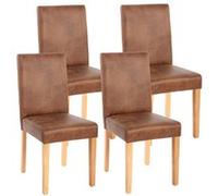 Lot De 4 Chaises De Séjour Littau Tissu, Aspect Daim Marron, Pieds Clairs Multicolore