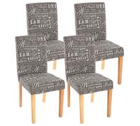 Lot de 4 chaises de séjour Littau ~ tissu gris words fabric, pieds clairs