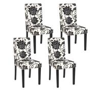 Lot De 4 Chaises De Séjour Littau Tissu Jacquard, Pieds Foncés Multicolore