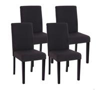 Lot de 4 chaises de séjour Littau ~ tissu noir gris, pieds foncés