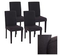Lot de 4 chaises de séjour Littau tissu noir gris, pieds foncés