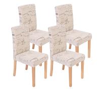Lot De 4 Chaises De Séjour Littau Tissu Words Fabric, Pieds Clairs Multicolore