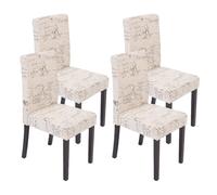 Lot De 4 Chaises De Séjour Littau Tissu Words Fabric, Pieds Foncés Multicolore
