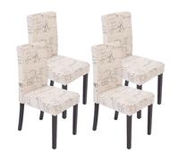 Lot De 4 Chaises De Séjour Littau Tissu Words Fabric, Pieds Foncés Multicolore