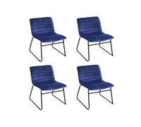 Toilinux - Lot de 4 Chaises de table design velours Brooklyn - Bleu