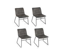 - Lot de 4 Chaises de table design velours Brooklyn - Gris - Brooklyn