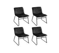 - Lot de 4 Chaises de table design velours Brooklyn - Noir - Brooklyn
