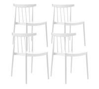 Lot de 4 chaises de terrasse blanc en plastique Lisboa - Oviala