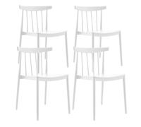 Lot de 4 chaises de terrasse blanc en plastique - Oviala Lisboa