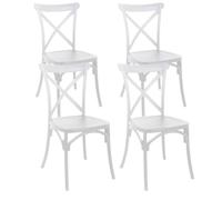 Lot de 4 chaises de terrasse en plastique blanc Dublin - Oviala