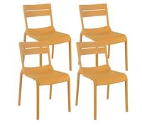 Lot de 4 chaises de terrasse en plastique jaune moutarde Paname - Oviala