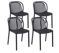 Lot de 4 chaises de terrasse en plastique noir Copenhague - Oviala