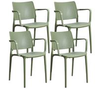 Lot de 4 chaises de terrasse en plastique vert cactus - Oviala