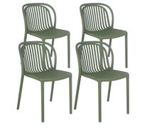 Lot de 4 chaises de terrasse en plastique vert olive - Oviala